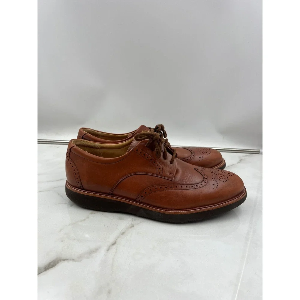 Samuel Hubbard Shoes Mens Sz 13W Loafers Whiskey Brown Leather Wingtip Oxford